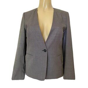 Max Mara Blazer Jacket Black White Mesh One Button Collarless Long Sleev…